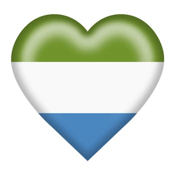 A Sierra Leone flag heart button isolated on white with clipping path 3d illustration