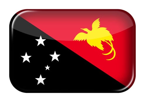 A Papua New Guinea web icon rectangle button with clipping path 3d illustration Black white red yellow Southern Cross raggiana bird of paradise