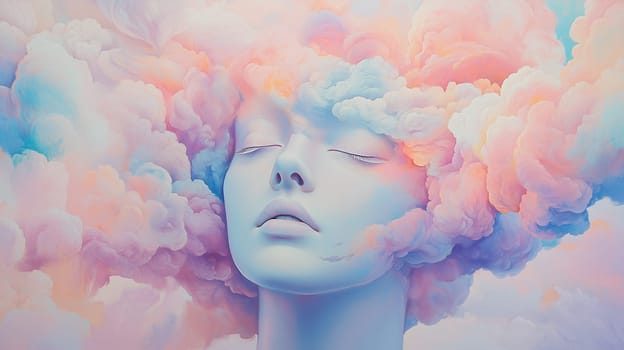 Consciousness of mind, colorful spiritual waves, positive thinking, self identidy and imagination, soul and energy astral body concept