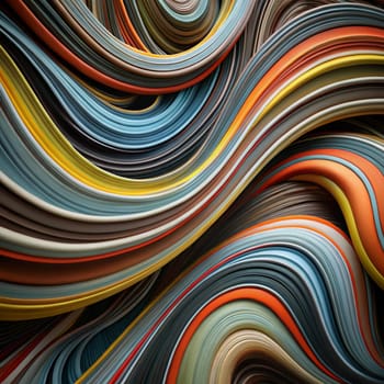 Abstract image of swirling, iridescent colors in shades of blue, teal, purple, orange, and yellow. The colors blend and flow, creating a dynamic and fluid effect. A high-quality AI-generated photo.