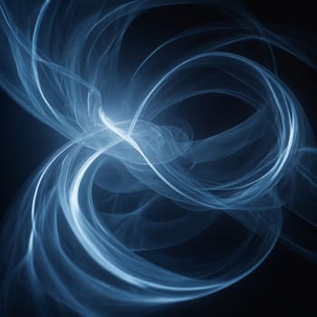 An abstract image of swirling blue lines and light creating a dynamic, almost liquid effect on a dark background. A high-quality AI-generated photo.