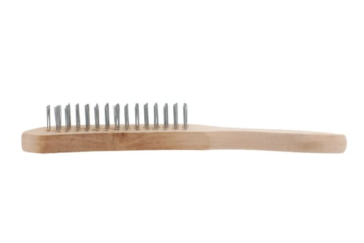 A wire brush side view on white with clipping path