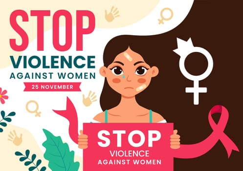International Day for the Elimination of Violence Against Women Vector Illustration on 25 November with Girls and Flower Background Cartoon Design