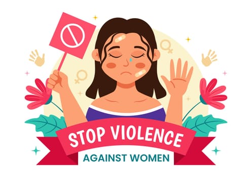 International Day for the Elimination of Violence Against Women Vector Illustration on 25 November with Girls and Flower Background Cartoon Design