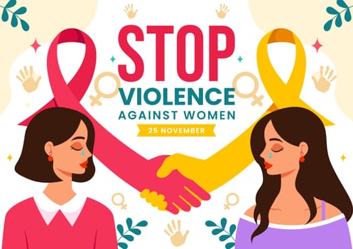 International Day for the Elimination of Violence Against Women Vector Illustration on 25 November with Girls and Flower Background Cartoon Design