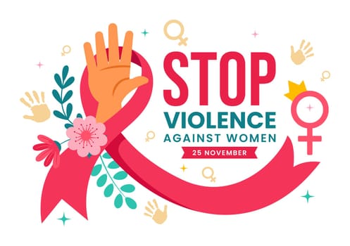 International Day for the Elimination of Violence Against Women Vector Illustration on 25 November with Girls and Flower Background Cartoon Design