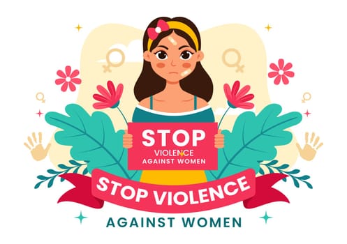 International Day for the Elimination of Violence Against Women Vector Illustration on 25 November with Girls and Flower Background Cartoon Design
