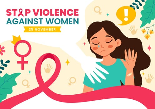 International Day for the Elimination of Violence Against Women Vector Illustration on 25 November with Girls and Flower Background Cartoon Design