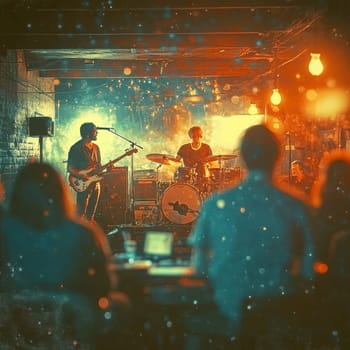 vintage grunge band rock and roll show concert banner ad template. AI generative.