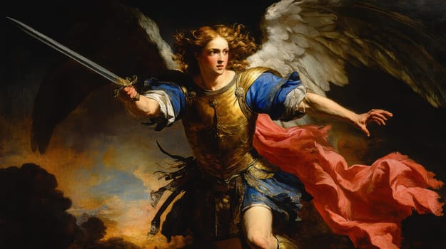 archangel Gabriel in all his pride and glory. AI generative.