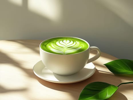 tasty Matcha Latte made from green tea. AI generative.