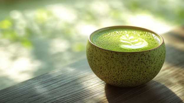 tasty Matcha Latte made from green tea. AI generative.
