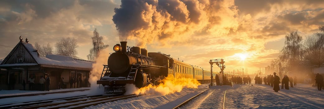 classic steam locomotive . AI generative.