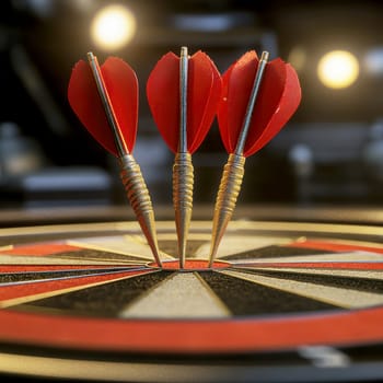 darts flying towards a circle. AI generative.