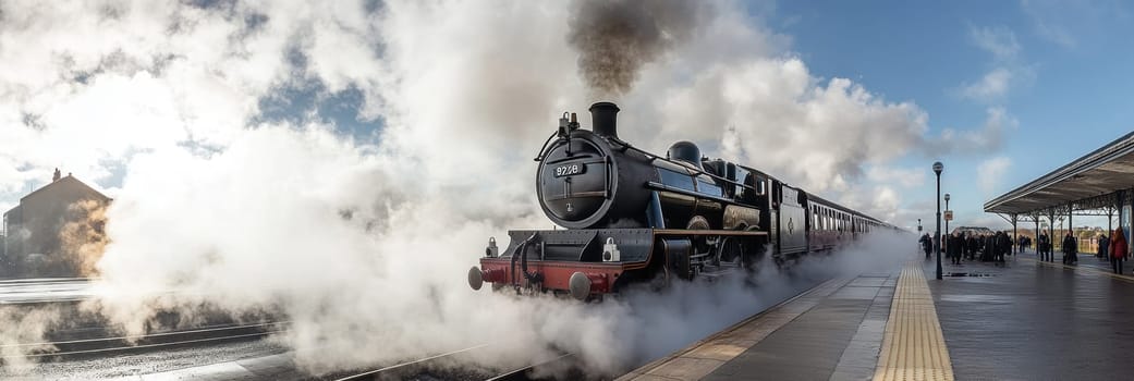 classic steam locomotive . AI generative.
