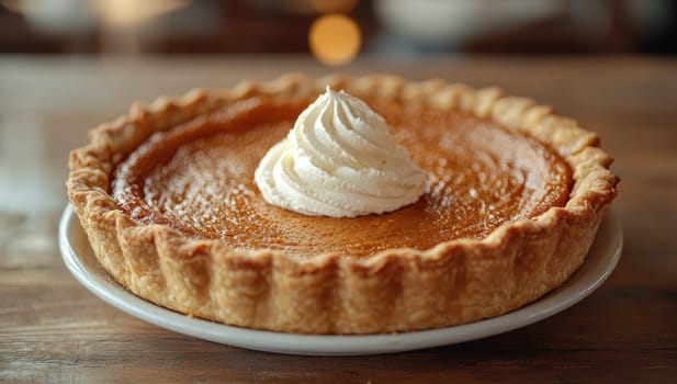 Classic Pumpkin Pie, Freshly Baked with Whipped Cream