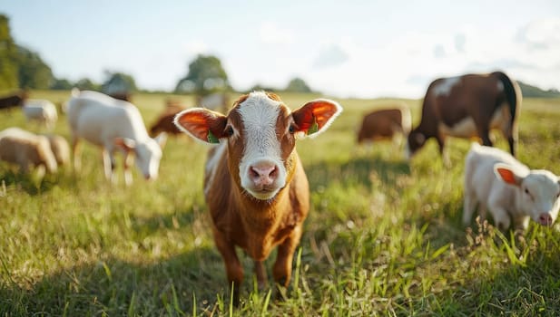 Curious Calf in a Field, A Portrait of Rural Farm Life