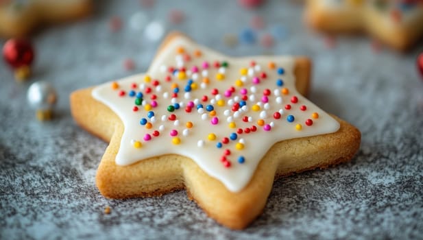 Star shaped Christmas Cookie with Sprinkles