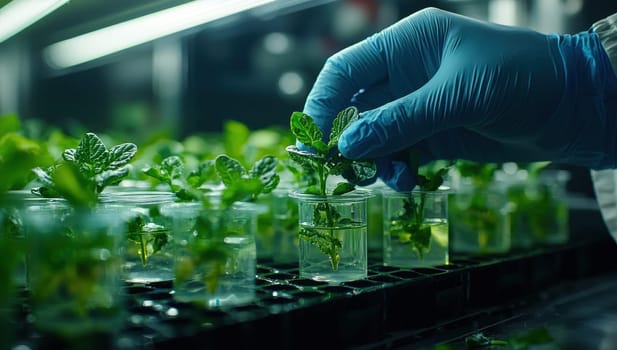 Scientist Examining Plant Tissue Culture in Laboratory