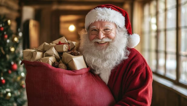 Jolly Santa Claus with Bag of Gifts, Christmas Cheer