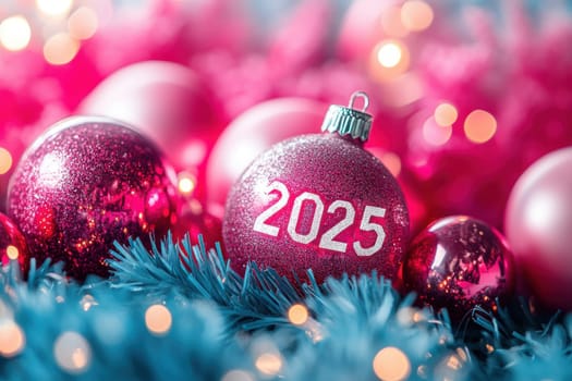 happy, new, year, number " 2025"" ballons, firework. AI generative."