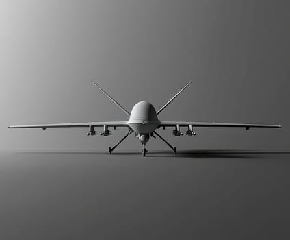 Silhouette of a modern military drone. AI generative.