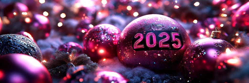 happy, new, year, number " 2025"" ballons, firework. AI generative."