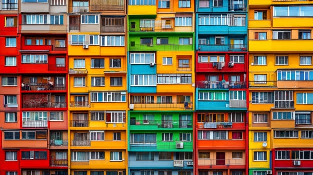 Eastern European apartment blocks. AI generative.