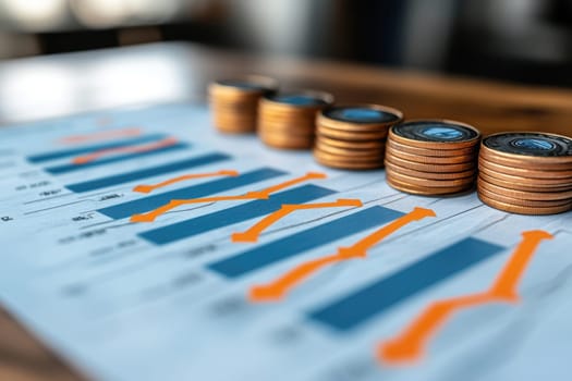 Coin Stack Financial profitability and cost optimization. AI generative.