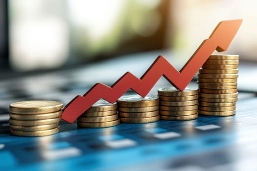 Coin Stack Financial profitability and cost optimization. AI generative.