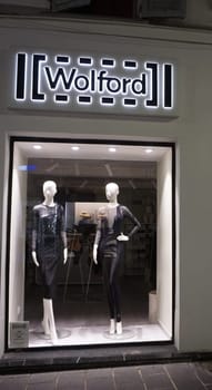 Nice, France - September 22, 2024: wolford logo brand and sign text front of entrance store underwear fashion luxury clothes shop