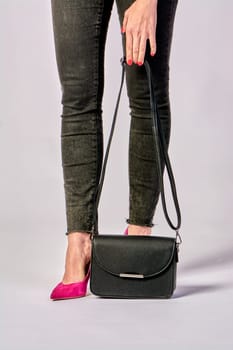 close up of female sexy legs and high heel boots. High quality photo