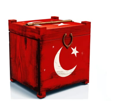 a box with a Turkish flag painted on it. a box with ballots. elections and the will of the people. Generative AI