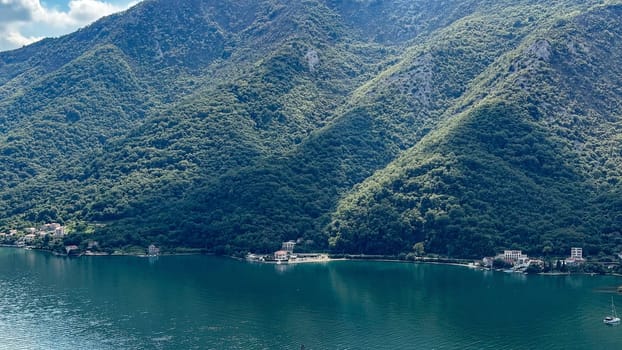 View from the mountain to the hills near the Bay of Kotor in Montenegro.