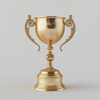 Gold cup or trophy isolated on a white background, representing the concepts of winning, success, and being on top.