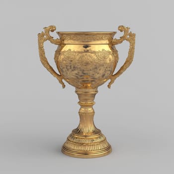 Gold cup or trophy isolated on a white background, representing the concepts of winning, success, and being on top.