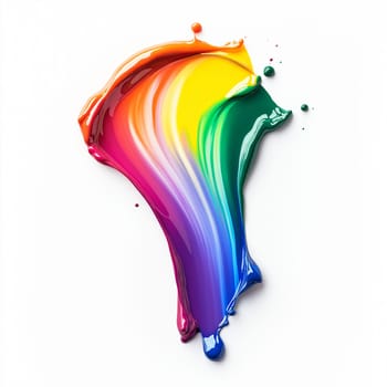 rainbow  color drop, ink, liquid, stain, smudge, swatch, cream, and wax isolated on a white background.