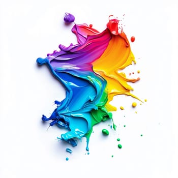 rainbow color drop, ink, liquid, stain, smudge, swatch, cream, and wax isolated on a white background.