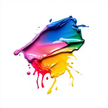 rainbow color drop, ink, liquid, stain, smudge, swatch, cream, and wax isolated on a white background.