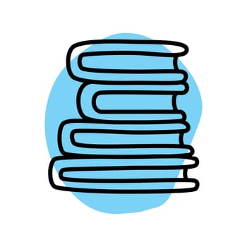 Doodle pile of books icon. Hand drawn book, journal or notebook symbol isolated on white background. Vector illustration