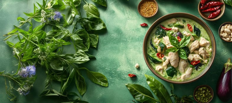 green chicken curry. AI generative.