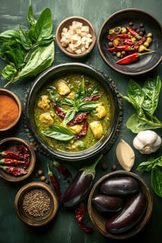 green chicken curry. AI generative.