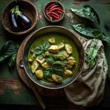 green chicken curry. AI generative.