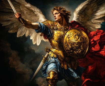 archangel Gabriel in all his pride and glory. AI generative.