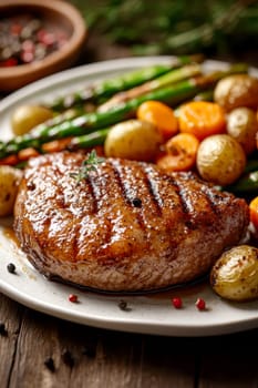 Duck fillet with vegetables. AI generative.