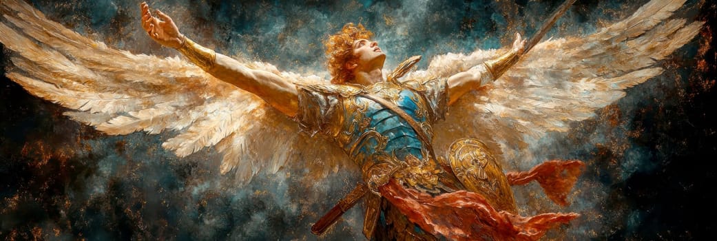 archangel Gabriel in all his pride and glory. AI generative.