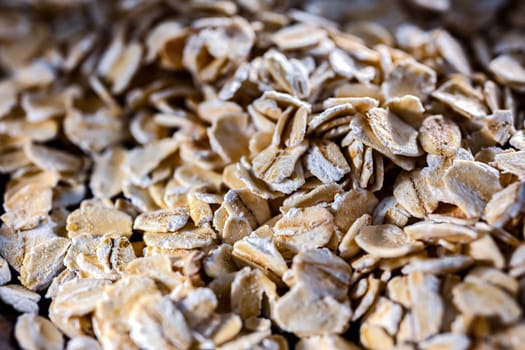 Close-up of rolled oats. Cereal food.