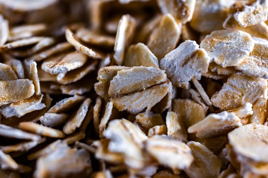 Close-up of rolled oats. Cereal food.