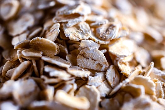 Close-up of rolled oats. Cereal food.