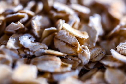 Close-up of rolled oats. Cereal food.